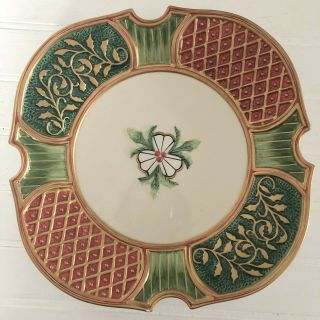 Fitz And Floyd Christmas Court Canape Plate Decorative Red Green Gold Holiday
