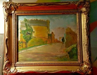 Framed Mid Century Oil On Board Abstract Painting Signed,  Larionov.