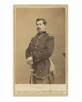 Civil War Cdv Of General George B.  Mcclellan Standing With Sword