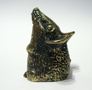 Funny Fat Rat With A Ribbon On Tail - A Bronze Solid,  Heavy Miniature,  Rat Figure