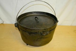 Large 12 Quart 14 Inch Cast Iron Camp Style Dutch Oven Ready To Season