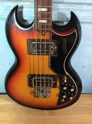 Vintage Kay K - 2B 4 - String Electric Bass Guitar Tabacco Sunburst Made in Japan 2