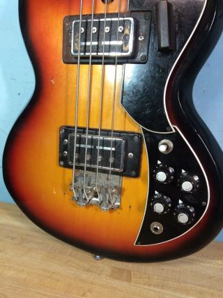 Vintage Kay K - 2B 4 - String Electric Bass Guitar Tabacco Sunburst Made in Japan 3