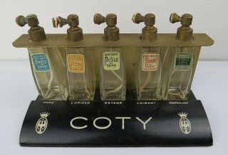 Vintage Coty Paris Perfume Testor Store Display Set Wood & Brass 1940 S Era