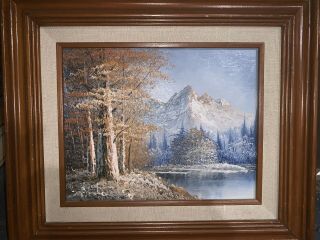 Antonio Mountain River Landscape Oil On Canvas Painting