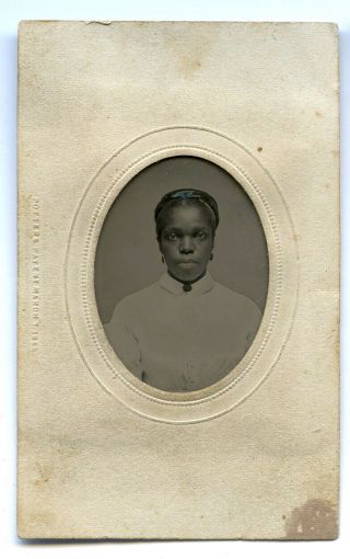 Sharp Tintype Portrait,  African American Woman Hand Tinted Photograph