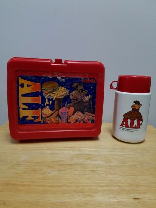 Vintage 1987 Alf Alien Tv Show Lunchbox With Thermos