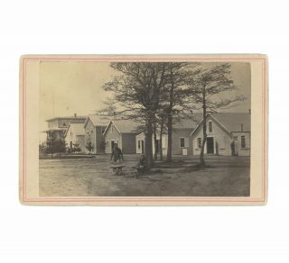 Civil War Cdv Of Lovell General Hospital In Portsmouth Grove,  Rhode Island