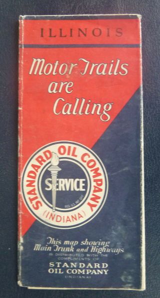 1928 Illinois Road Map Standard Oil Indiana Gas Route 66