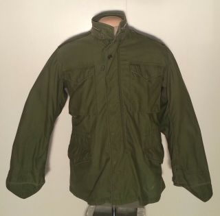 Vietnam Era Us Army M - 65 Field Jacket W/ Hood Olive Green Men 