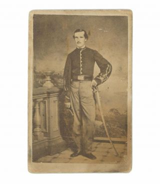 Civil War Cdv Of Union Cavalryman Armed With Saber - Trefoil Sleeves - Boston