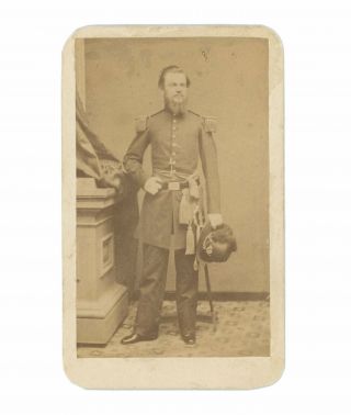Civil War Cdv Of Union Infantry Officer Wearing Dress Uniform,  Sword,  Hardee Hat