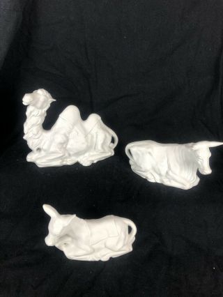 Home Interiors (homco) Nativity Animals 5621 White Bisque Porcelain Figures 3pc