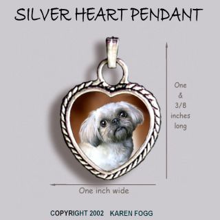 Shih Tzu Lhasa Apso Dog Shih - Lhasa - Ornate Heart Pendant Tibetan Silver