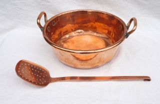 French Chef Cookware Copper Jam Gelly Basin Preserving Pan w Skimmer 2
