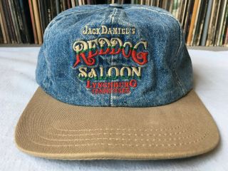 Vtg Jack Daniels Red Dog Saloon Hat Cap Adjustable Denim Made In Usa