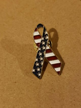 American Flag Ribbon Lapel Pin Made In Usa Hat Tie Tack Badge Pinback Vote