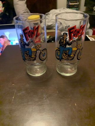 The Fonz Drinking Glass Dr Pepper Happy Days Collector Series 1977 Set Of 2