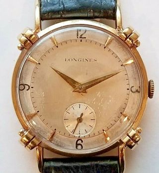 Vintage Longines Art Deco Wristwatch 14k Solid Gold Case.  Cal.  22l