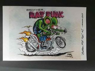 Ed Roth Brother Rat Fink 11 " X17 " Print Signed And Numbered