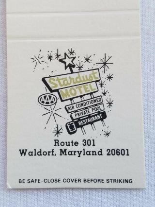 Vintage Matchbook Cover - Stardust Motel - Waldorf,  Maryland