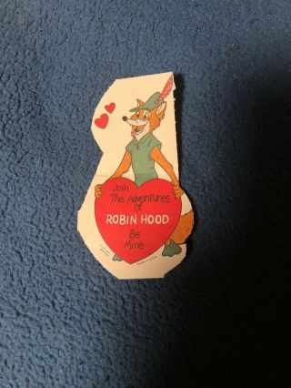 Vintage Walt Disney Robin Hood Valentine Card " Join The Adventures.  Be Mine
