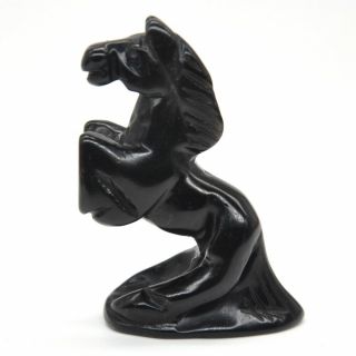 2.  4 " Stone Carving Black Obsidian Horse Figurine Vintage Crystal Healing Gift