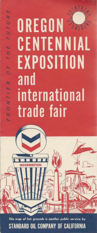 1959 Oregon Centennial Expo & Trade Fair Standard Oil Co.  Chevron Keyed Map