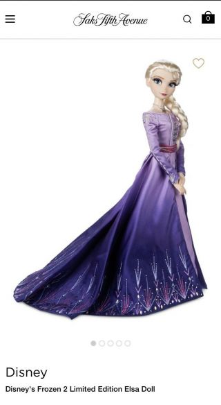 Disney Elsa Frozen 2 Collector Doll 1 Of 1000 Saks Fifth Avenue Exclusive