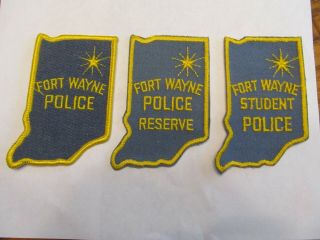 Indiana Fort Wayne Police Reserve & Student Patch Set Old Cheese Cloth