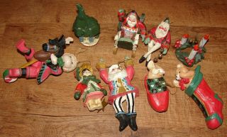 9 House Of Hatten Christmas Ornaments Santa Mouse Teddy Bear Children Candles