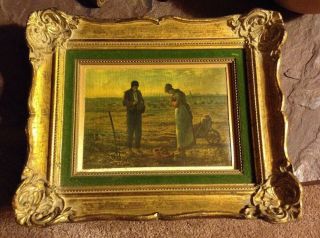 Vintage Oil Painting Thanksgiving Farmers Praying In Field 8x10 " Canvas Art