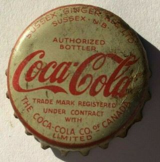 Coca - Cola Soda Bottle Cap; Sussex Ginger Ale Ltd. ,  Nb.  Canada; Cork