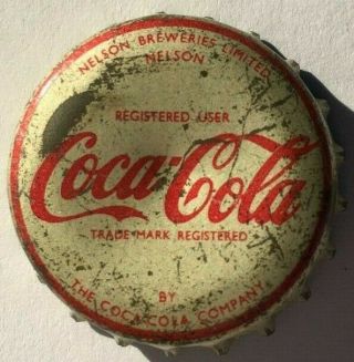 Coca - Cola Soda Bottle Cap; Nelson Breweries,  Ltd.  Nelson B.  C. ,  Canada Cork