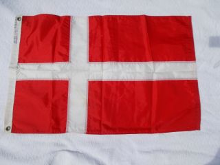 Vintage Denmark Flag/bunting W/grommets - Nyl - Glo Nylon Flag - Usa Made 36x23