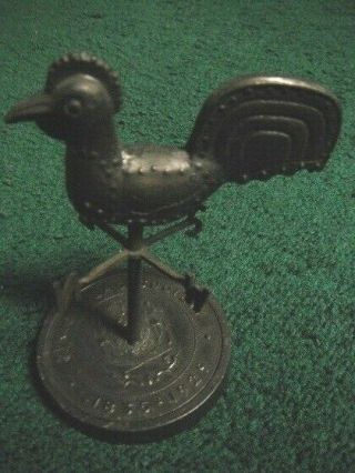 Vintage St Nicholas Society 1835 - 1929 Rooster Weather Vane Bronze ? 4 In Bird