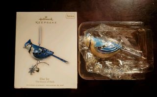 2007 Hallmark Keepsake Blue Jay The Beauty Of Birds Ornament 3rd In Series Boxed