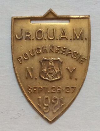Old 1921 Masonic Junior Order United American Mechanics Fob Poughkeepsie Ny