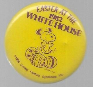 White House Easter Egg Hunt 1982,  Reagan And Snoopy Pin Button