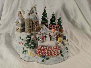 Partylite Christmas Village Skating Snowman Candle Holder Chalet Music Box (c01)