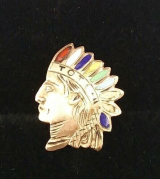 " Tote " Indian Head Chief Improved Order Of Red Men Enamel Pin