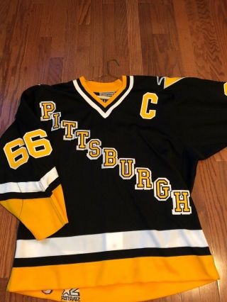 Vtg 90s Pittsburgh Penguins Starter Center Ice Jersey Size 48 - R Mario Lemieux