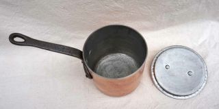 French Chef Cookware Tin Lined Hammered Copper Lidded Sauce Pot Pan Vergnes 3