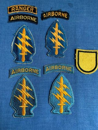 Vietnam Special Forces Patch Group,  Teal And Black And Gold Tabs,  Ranger,  Flash