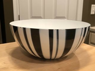 Vintage Cathrineholm Norway Black White Zebra Enamel Bowl Grete Prytz 11”