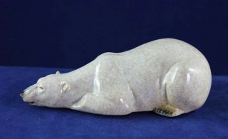 Polar Bear Sleeping - Made To Look Like It Is Hand Carved Stone