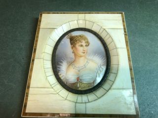 Signed 19th Century Miniature Portrait Of A Lady In A Period Frame