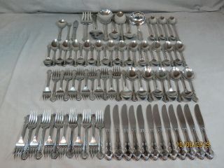 88 Pc Oneida Cube Heirloom Dover Stainless Flatware 12 Place Settings 18/10