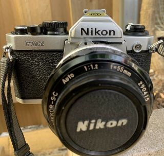 Nikon Fm2 Vintage Camera With Nikkor Nikon Auto 55mm Lens