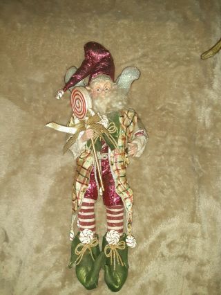 MARK ROBERTS Christmas Fairy Doll Figure Peppermint Lollipop Santa 17 Inches 2